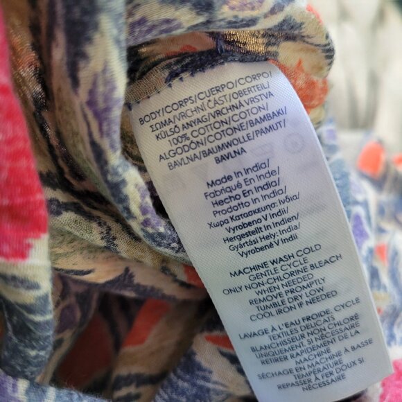 Chaps Womens Top 1X Plus Tunic 3/4 Sleeve On Off Shoulder Blue Geometric GEO247E - Picture 9 of 10